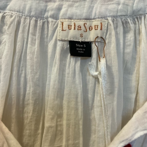 Lula Soul White Multicolored Embroidered Long Sleeve Tunic Top Size Small - Picture 2 of 6